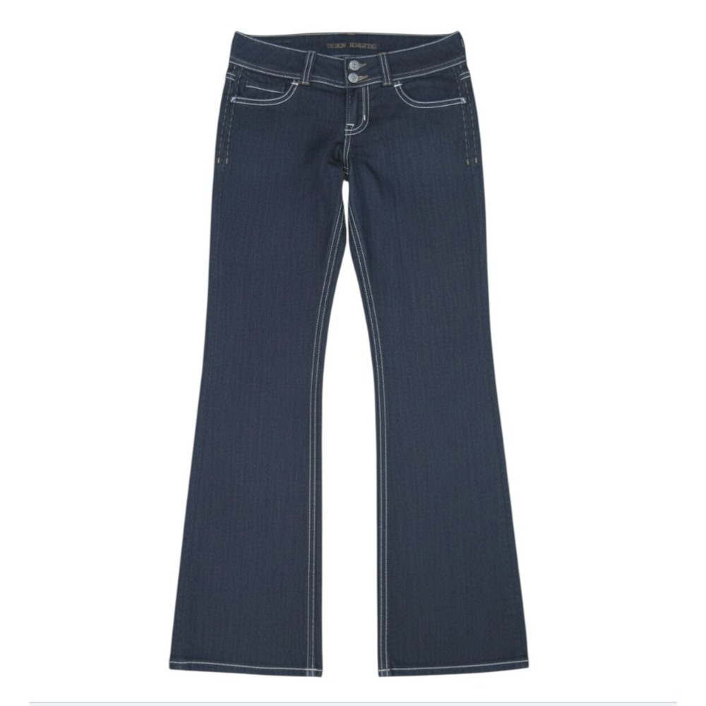 MEK DENIM JEANS Seattle Low-Rise Boot-Cut DARK BLUE Flap Pockets 29x31 (Hemmed)